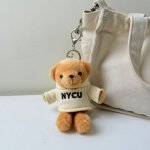 NYCU電繡帽T小熊掛飾鑰匙圈_奶油白