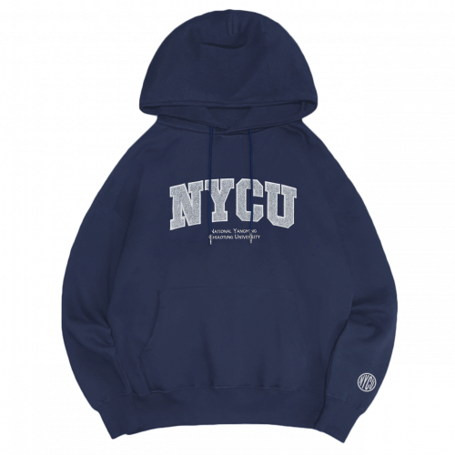 【現貨販售，售完為止】NYCU立體毛巾繡落肩帽T_經典藍