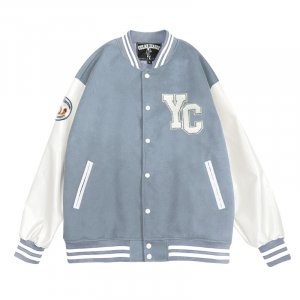 【限量現貨,售完預購】NYCU美式經典棒球外套_迷霧灰藍