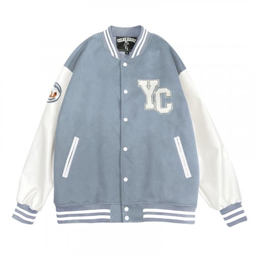 【限量現貨，售完預購】NYCU美式經典棒球外套_迷霧灰藍