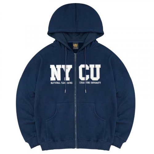 【現貨販售，售完為止】NYCU連帽拉鍊立體貼布繡外套_深藍