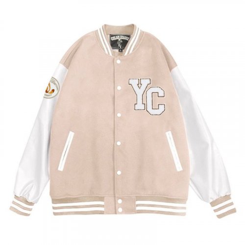 【限量現貨，售完為止】NYCU美式經典棒球外套_奶杏色