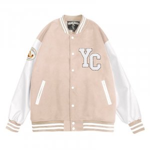 【限量現貨，售完為止】NYCU美式經典棒球外套_奶杏色