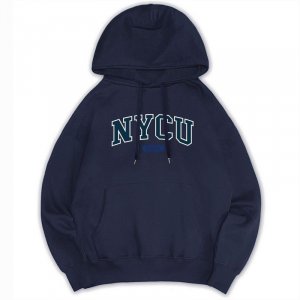 【預購至12/8，12/29陸續出貨】NYCU經典款撞色落肩帽T_深藍