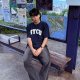 【夏季現貨，下單即出】NYCU經典字框純棉短T_深藍