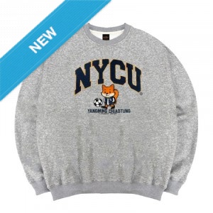 【最後現貨,售完為止】NYCU立體電繡竹狐落肩大學T_麻花灰