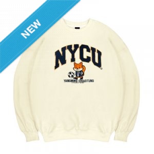 【限量現貨,售完預購】NYCU立體電繡竹狐落肩大學T_奶油白