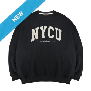 NYCU立體電繡落肩大學T_經典黑