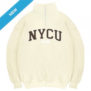 【2025新品上市】NYCU經典款美式立領拉鍊大學T_奶油白