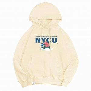 【預購至11/9，12/8陸續出貨】dtto friends合作款_NYCU腸太郎落肩帽T_奶油白