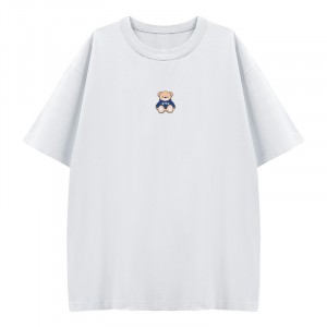 【2026新品上市】NYCU帽T小熊刺繡寬版短T_白