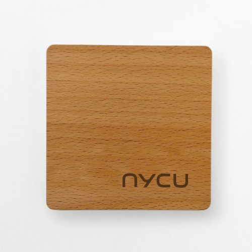 NYCU 櫸木原木杯墊（方形）