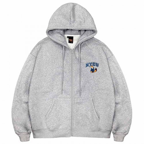 【現貨販售，售完為止】NYCU電繡竹狐慵懶系落肩刷毛外套_淺灰